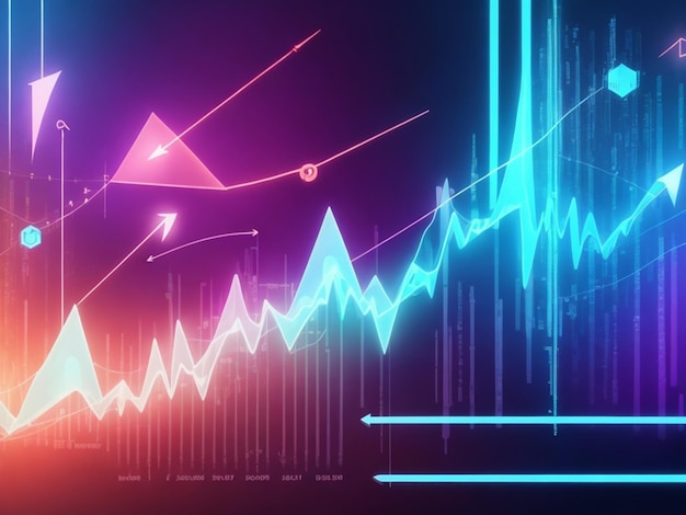 Futurystyczny wykres strzałki podniesienia transformacja cyfrowa abstrakcyjne tło technologii Big data