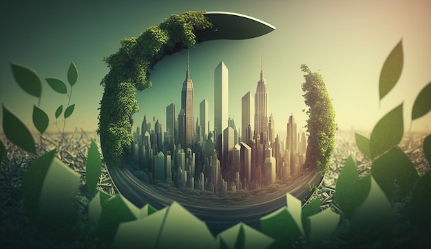 Futurystyczny zielony charakter miasta streszczenie tło zdjęcie ilustracji