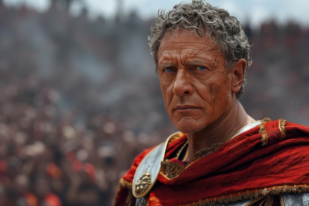 Gaius Julius Caesar rzymski generał, polityk i kultowa postać historyczna, starożytna historia, umiejętności wojskowe, roztropność polityczna i złożony wzrost do władzy.