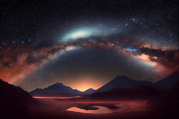 Galaktyka Drogi Mlecznej na rozgwieżdżonym nocnym niebie generatywne AI