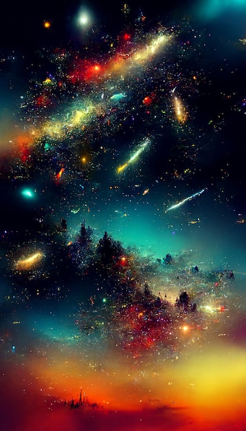 Galaktyka i gwiazdy Kolorowa przestrzeń abstrakcyjna ilustracja Astrologia plakat astronomiczny