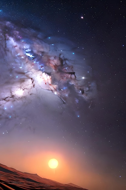 Galaktyka na niebie z gwiazdą w środku