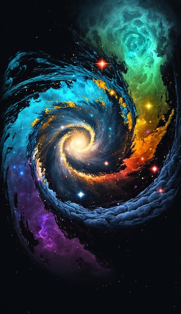 Galaktyka w kształcie spirali z napisem „galaktyka”.