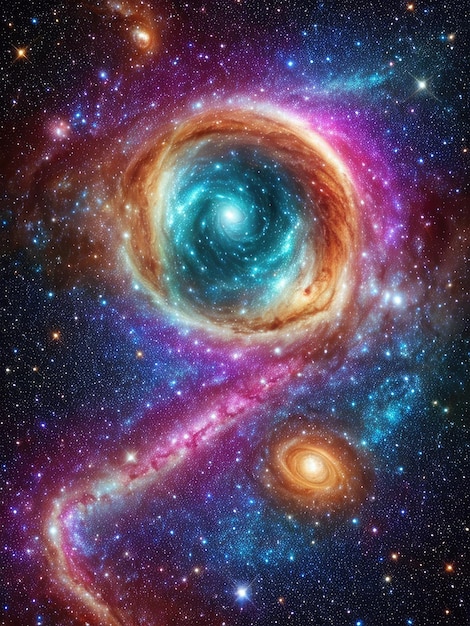 Galaktyka ze spiralą i gwiazdami w tle.
