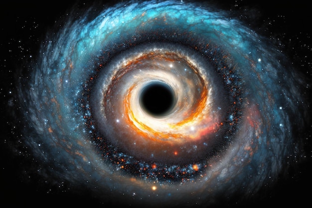 Galaktyka3 czarne dziury odpływ promieniowania Galaktyka gwiaździsta z czarną dziurą w nim