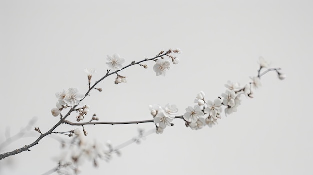 gałąź z białymi kwiatami, która mówi "wiosna"