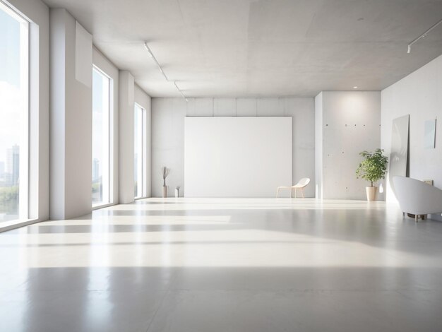 Galeria Lumina Nowoczesna jasna galeria z pustą białą ścianą