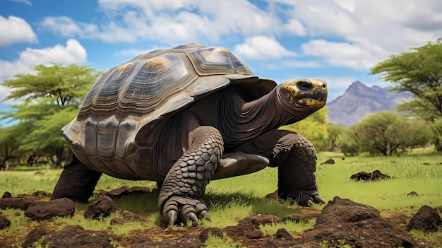Galpagos Gigantyczny żółw w przyrodzie