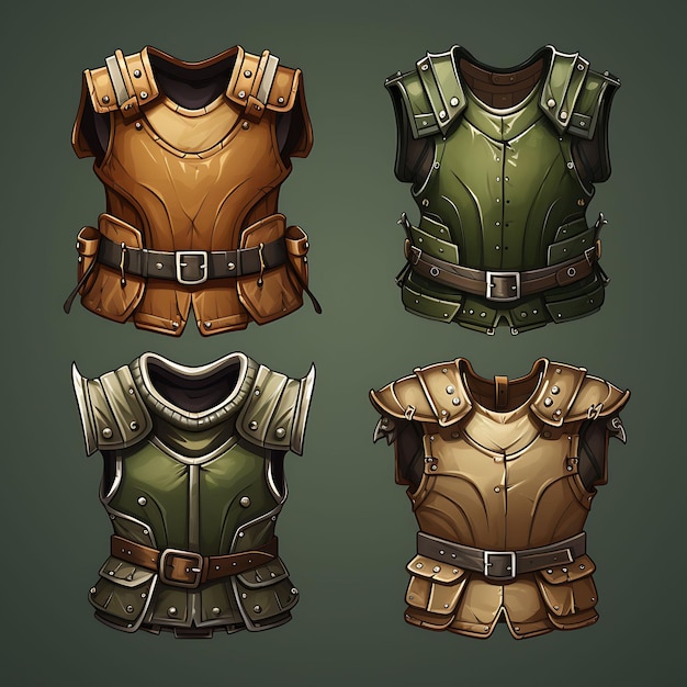 Zdjęcie game item armor jerkin item robin hood design leather vest forest outlustration idea kolekcji