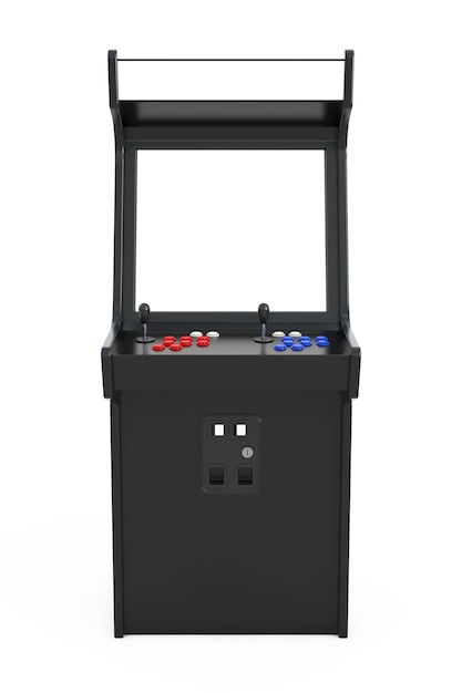 Gaming Arcade Machine Z Pustym Ekranem Do Projektowania Na Białym Tle. Renderowanie 3d.