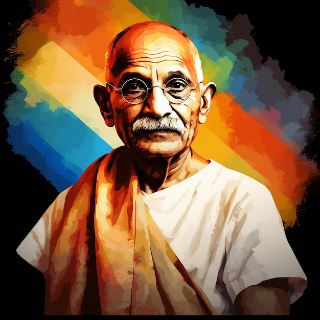 Gandhi Jayanti Banner Mahatma Gandhi z flagą 2 października Gandhi Jayanti Template