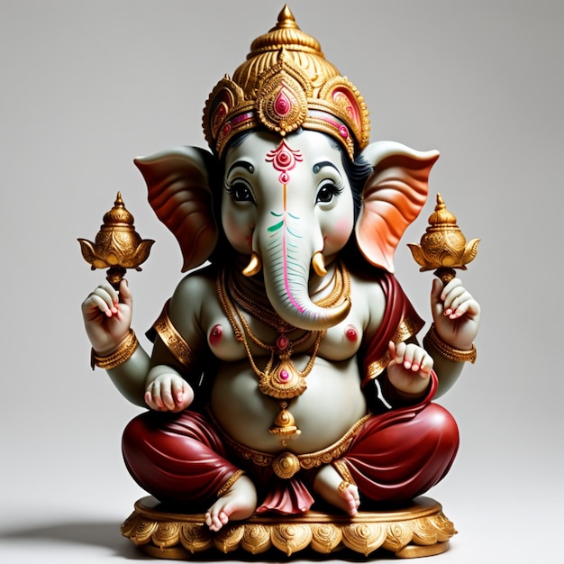 Ganesh Ilustracja kolorowego hinduskiego władcy Ganeshy na dekoracyjnym tle