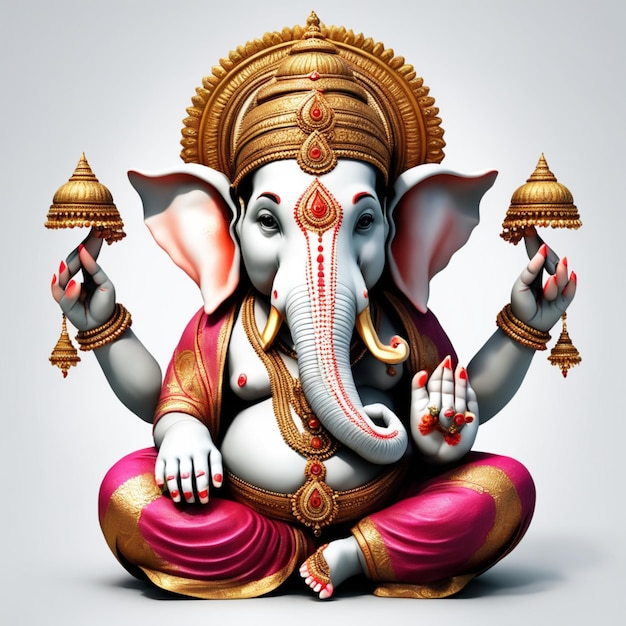 Ganesh Ilustracja kolorowego hinduskiego władcy Ganeshy na jednolitym tle