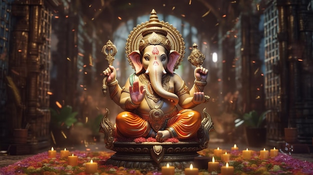 Ganesha Chaturthi Ilustracja Ganesha Generatywne AI