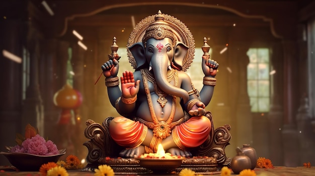 Ganesha Chaturthi Ilustracja Ganesha Generatywne AI