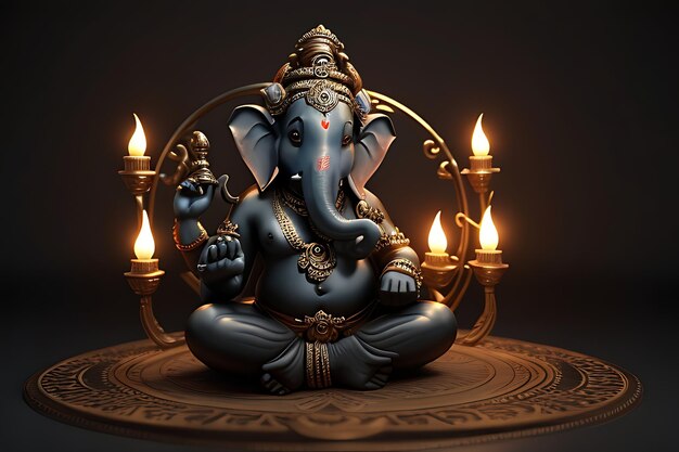 Ganesha_shining_realistic_spiritual_black_background