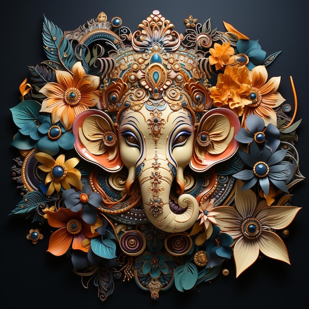 Ganesha w pięknych jasnych kolorach
