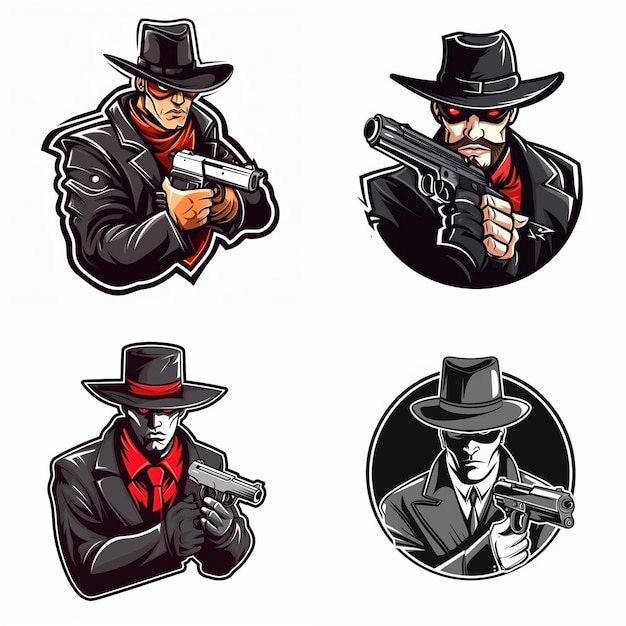 Gangster z pistoletem maskotką esport logo 7