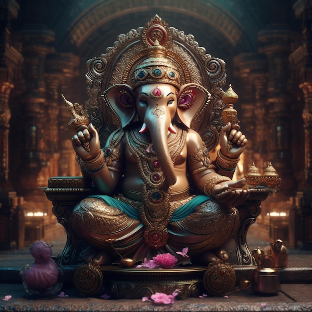 Ganpati Lord Ganesh z festiwalowym tłem