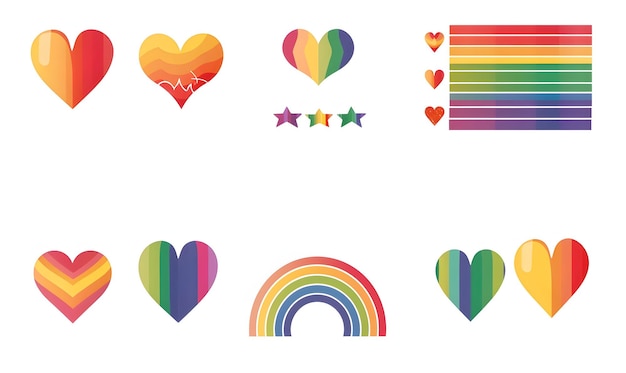 gay pride ikona z płaskim kolorem vcetor styl zestaw wiązki