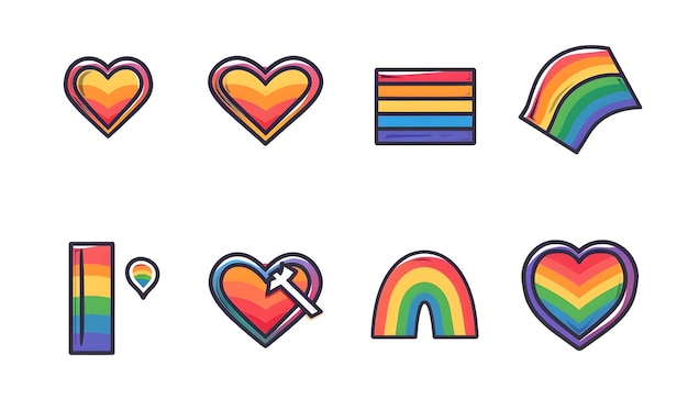 gay pride ikona z płaskim kolorem vcetor styl zestaw wiązki