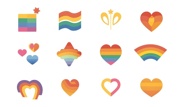 gay pride ikona z płaskim kolorem vcetor styl zestaw wiązki