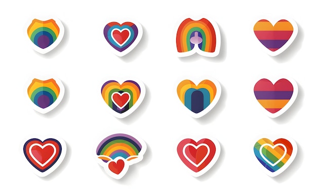 gay pride ikona z płaskim kolorem vcetor styl zestaw wiązki