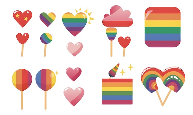 gay pride ikona z płaskim kolorem vcetor styl zestaw wiązki