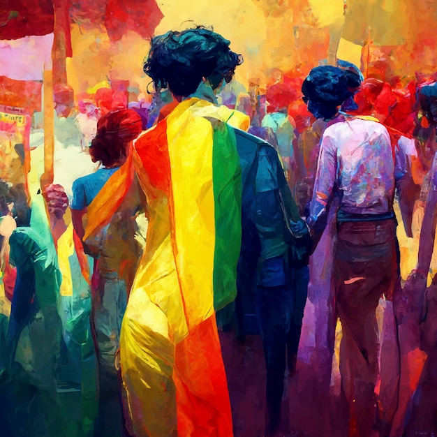 Gay pride piękna animowana ilustracja duma marsz