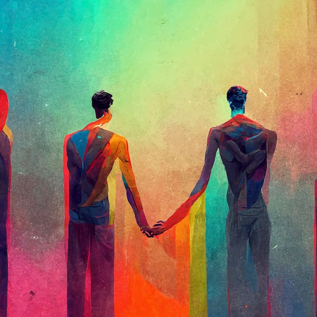 Gay pride piękna animowana ilustracja duma marsz