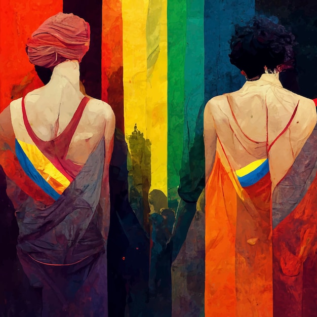 Gay pride piękna animowana ilustracja duma marsz