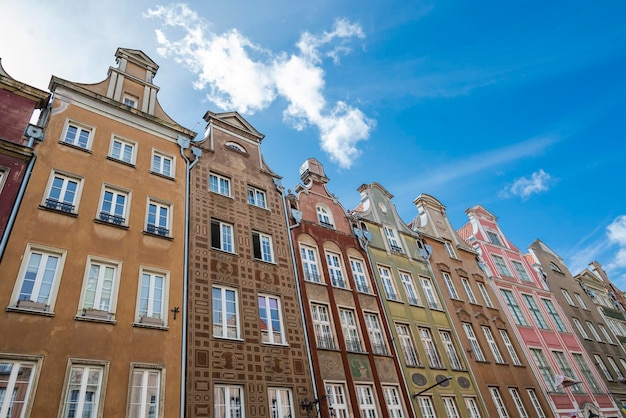 Gdańsk Polska piękne kolorowe domy na starym mieście