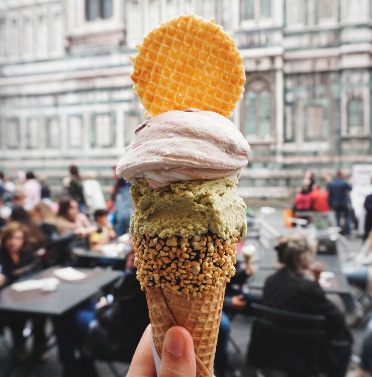 Zdjęcie gelato w mieście rzym