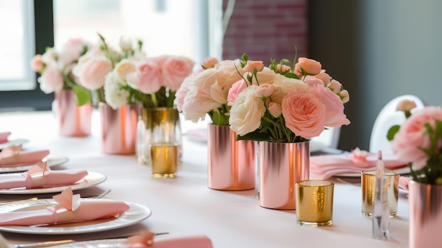 Gender Party Table Centerpiece z minimalistycznymi elementami dekoracyjnymi generowanymi przez AI