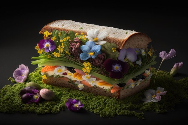 Generacja sztucznej inteligencji do kanapek z wiosennymi kwiatami