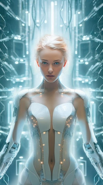 Generacyjna sztuczna inteligencja dziewczyny-cyborga