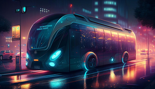 Generacyjne, autonomiczne, inteligentne przejazdy samochodami i autobusami po mieście w nocy