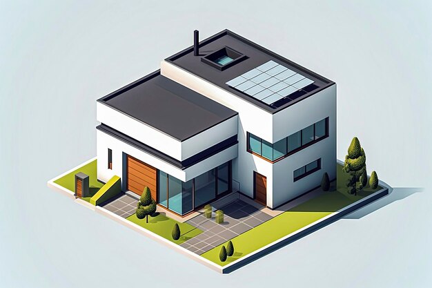 Generative AI 3D Recreation ilustracja izometrycznego luksusowego domu zbudowanego z trwałych materiałów
