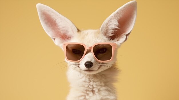 Generative AI Cool Fennec Stylowe okulary przeciwsłoneczne na pastelowym placu zabaw