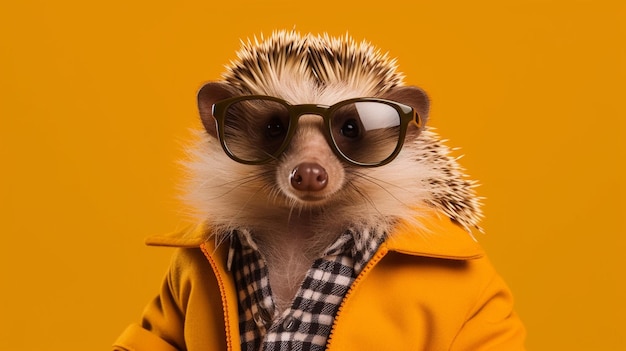 Zdjęcie generative ai cool hedgehog stylish shades na pastel paradise
