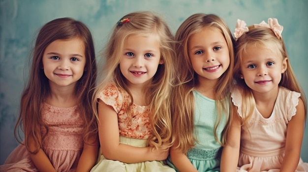 Zdjęcie generative ai cztery urocze małe dziewczynki