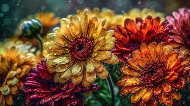 Generative AI Obraz olejny wiosennych kwiatów na płótnie Piękne abstrakcyjne kolorowe kwiaty
