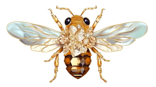 Generative AI piękna broszka miodna pszczoła opal kamień i złota paleta kolorów
