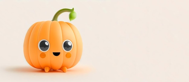 Generative AI Pumpkin icon illustration symbol Pomara?czowa postać z kreskówek odizolowała bia?yi usmiech