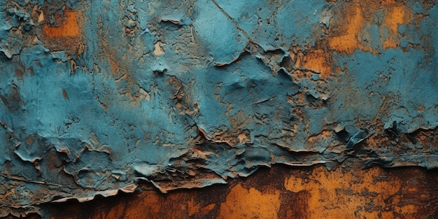 Generative AI Rusted niebieski i turkusowy metal tła Grunge stare tekstury ścian