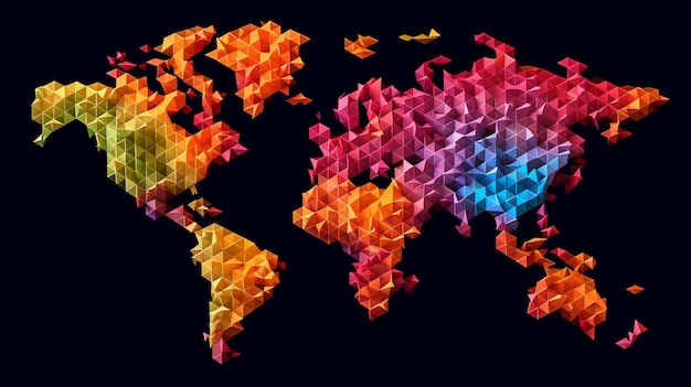 Generative AI tworzy cyfrowo utworzoną mapę globu z wielokolorowym sześcianem