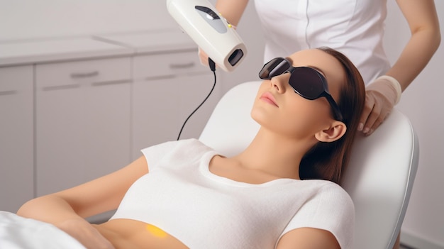 Generatywna AI kobieta poddawana depilacji laserowej