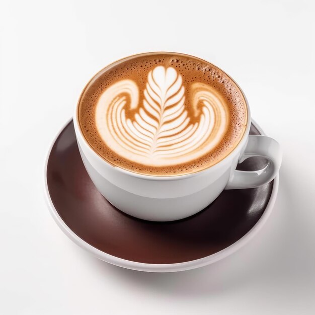 Generatywna ilustracja ai filiżanki cappuccino z latte art