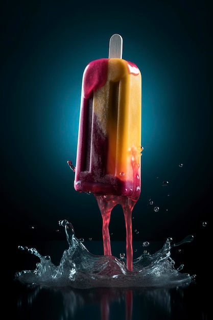 Generatywna ilustracja AI przedstawiająca domowe naturalne lody owocowe popsicles