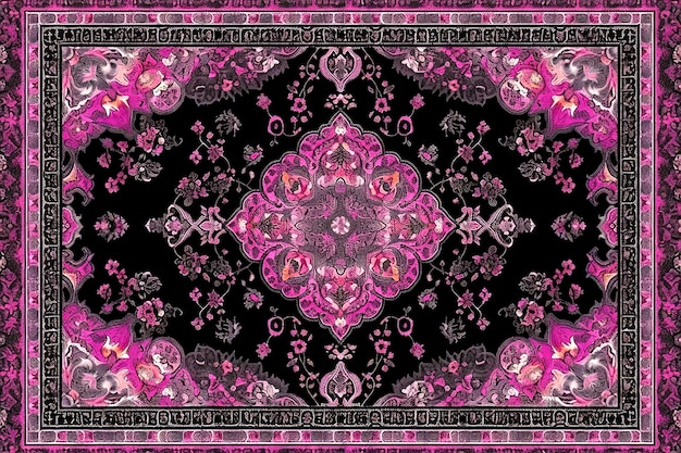 Generatywna ilustracja AI Retro Persian Carpet Design w różnych kolorach